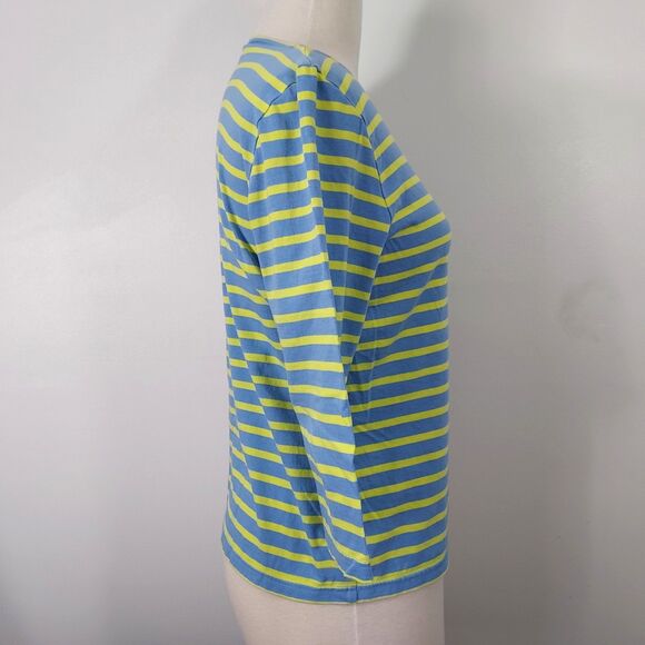 SAINT JAMES L'ATELIER Womens Size 10 Blue Yellow Nautical Striped Cotton Top - Picture 6 of 13